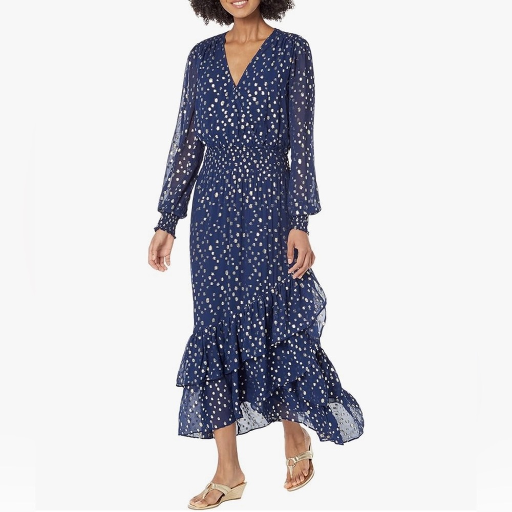 Lilly Pulitzer Cristiana Long Sleeve Navy Midi Dress